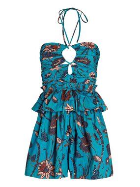 Ulla Johnson Isidro Playsuit/Romper, size 6, Lagoon/turquoise pattern
